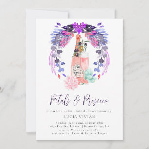 Elegant Petals & Prosecco Floral Bridal Shower Invitation