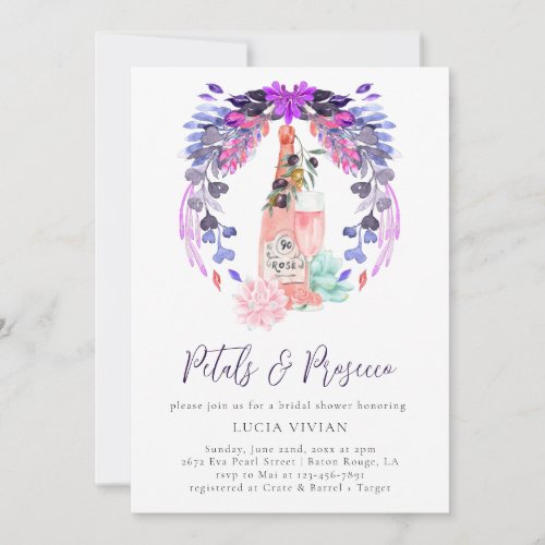 Elegant Petals  Prosecco Floral Bridal Shower Invitation