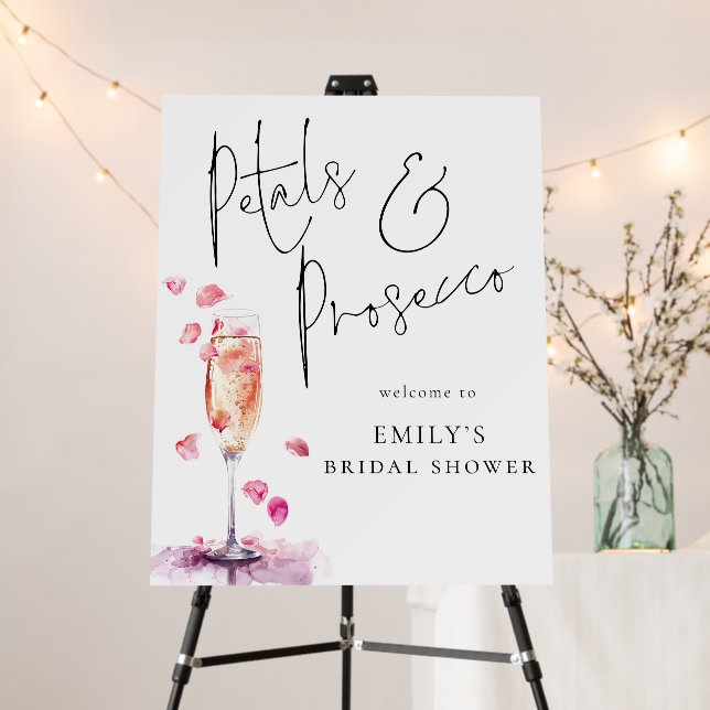 Elegant Petals Prosecco Welcome to Bridal Shower Foam Board (In Situ (Stand))