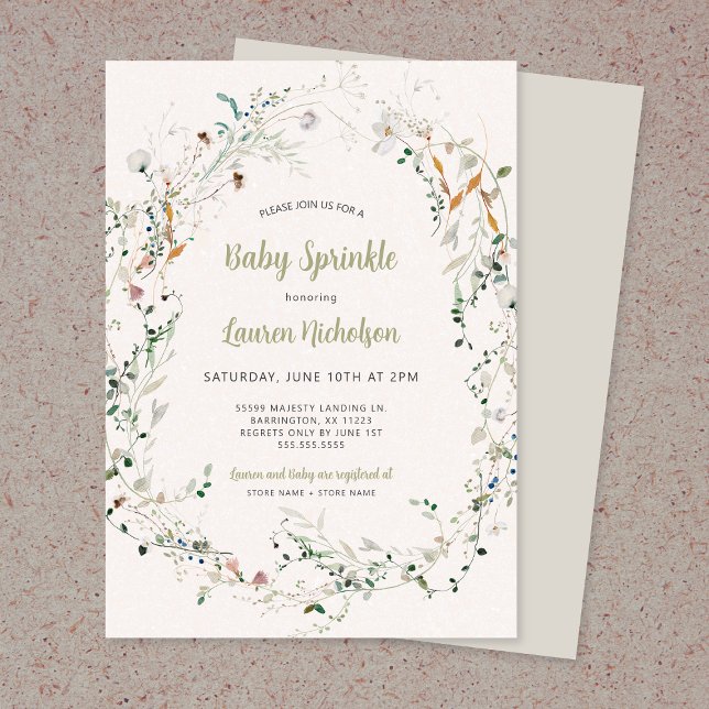 Elegant Petite Wildflower baby sprinkle Invitation (Creator Uploaded)