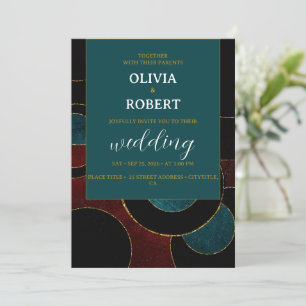 Elegant Petrol black color photo Invitation
