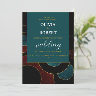 Elegant Petrol black color photo Invitation