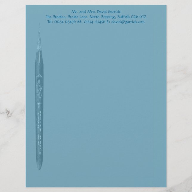 Elegant Petrol Blue Pen Nib Stationery (Front)