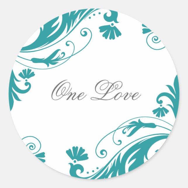 Elegant Petrol Wedding Stickers (Front)