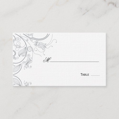 Elegant Pewter Floral Table Seating/Place Card Business Card