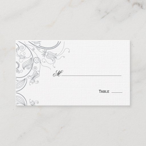Customizable Elegant Pewter Floral Table Seating/Place Card Business Card