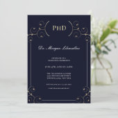 Elegant PhD degree Gold Blue Graduation Party Invitation (Standing Front)