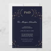 Elegant PhD degree Gold Blue Graduation Party Invitation (Front)