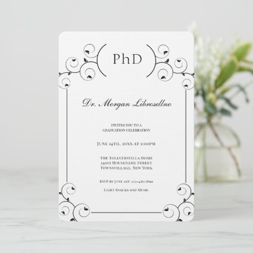 Elegant PhD Graduation Invitation