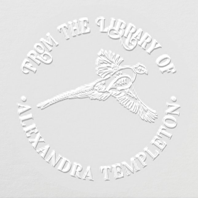 Elegant Pheasant Game Bird Library Book Name Embosser (Design)