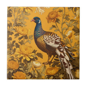 Elegant Pheasant William Morris Inspired Ceramic Tile