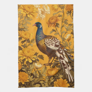 Elegant Pheasant William Morris Inspired Kitchen Towel