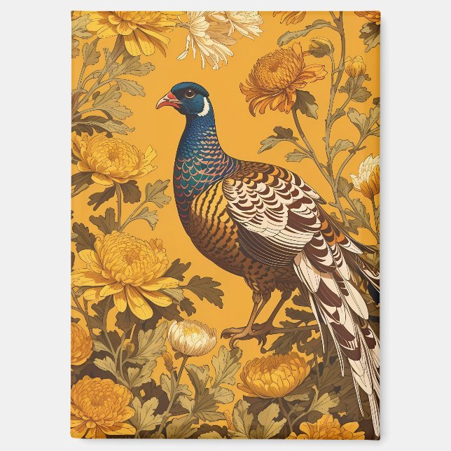 Elegant Pheasant William Morris Inspired Magnet (Front)