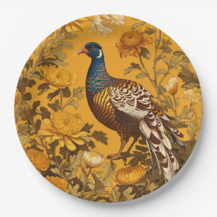 Elegant Pheasant William Morris Inspired Paper Plates