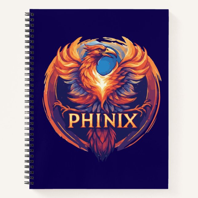 Elegant Phinix Phoenix Logo – Rebirth & Growth Notebook (Front)