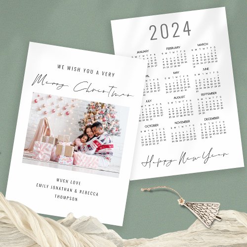 Elegant Photo 2024 Calendar Merry Christmas card