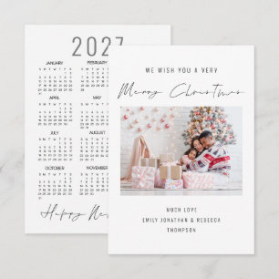 Elegant Photo 2027 Calendar Merry Christmas card