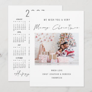 Elegant Photo 2027 Calendar Merry Christmas card
