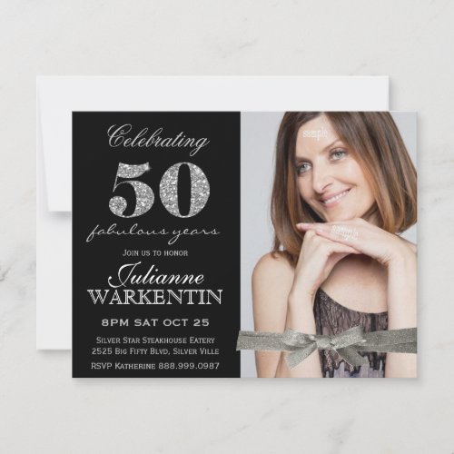 Elegant Photo 50th Birthday Celebration Custom Invite