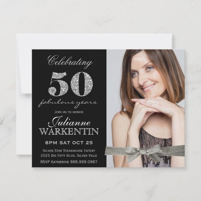 Elegant Photo 50th Birthday Celebration Invitation (Front)