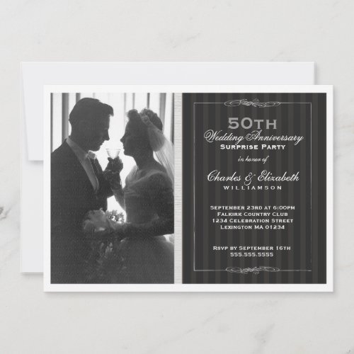 Elegant Photo 50th Wedding Anniversary Party Custom Announcements