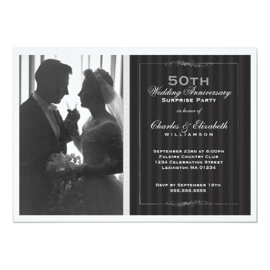  Elegant  Photo 50th  Wedding  Anniversary  Party Invitation  