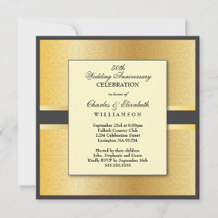 Elegant Photo 50th Wedding Anniversary Party Invitation