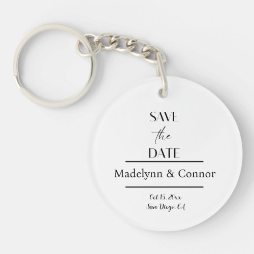 Elegant Photo Acrylic Keychain Save the Date