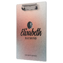 Elegant Photo and Name Template Orange Glitter