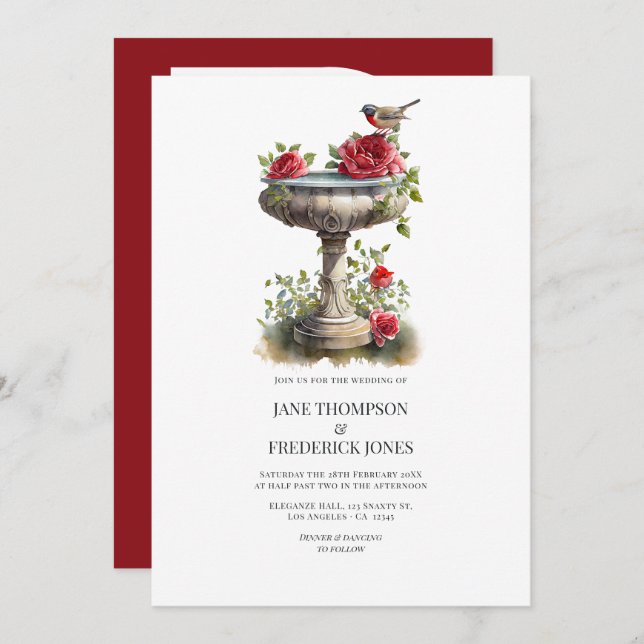 Elegant Photo and QR Code Garden Wedding Invitation (Front/Back)
