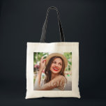 elegant photo and script tote bag<br><div class="desc">modern custom design with an image and a personalized name.</div>