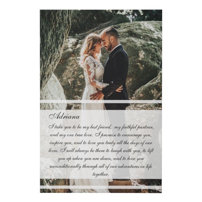 Elegant Photo Anniversary Gift Wedding Vow Art Faux Canvas Print (Front)