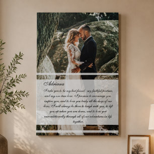 Elegant Photo Anniversary Gift Wedding Vow Art Faux Canvas Print