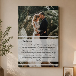 Elegant Photo Anniversary Gift Wedding Vow Art Faux Canvas Print