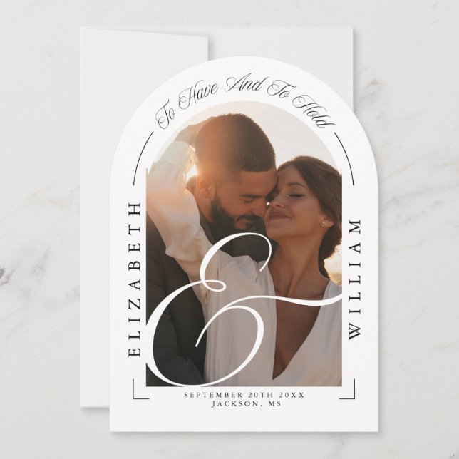 Elegant Photo Arch Calligraphy Wedding Invitation (Front)