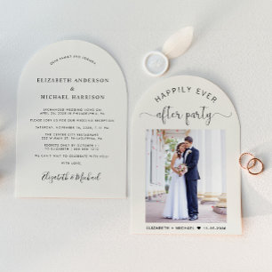 Elegant Photo Arch Cream Wedding Reception Invitation