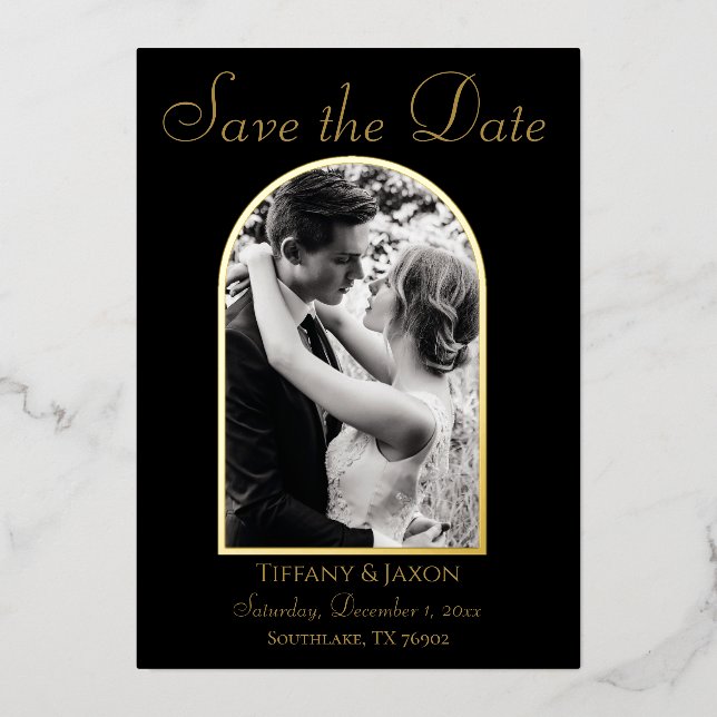 Elegant Photo Arch Save the Date Real Foil Invitation (Front)