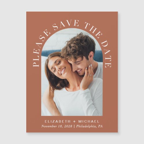 Elegant Photo Arch Terracotta Save The Date Magnetic Invitation