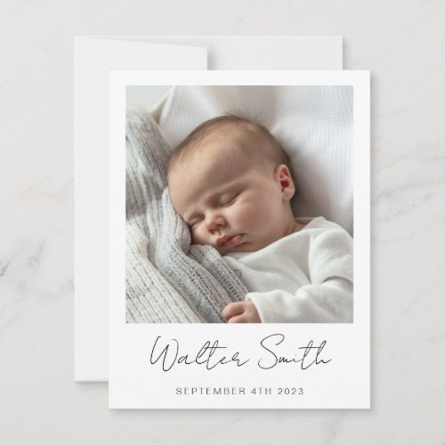 Elegant photo baby birth announcement card