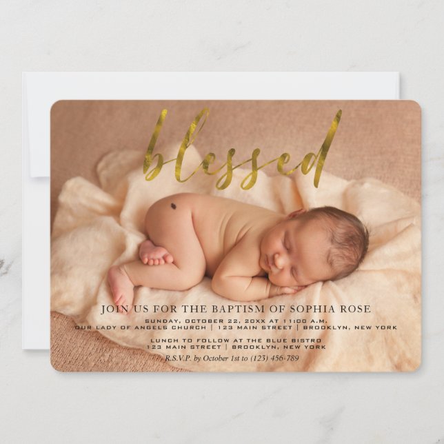 Elegant Photo Baptism | Christening Invitation (Front)