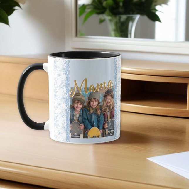 Elegant Photo Bible Verse Blue Mothers Day Mug (Creator Uploaded)