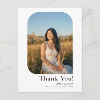 Elegant Photo Black and White Graduation Thank You Postcard