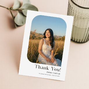 Elegant Photo Black and White Graduation Thank You Postcard