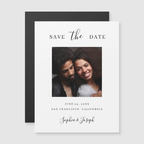 Elegant Photo  Black and White Save the Date Magnetic Invitation