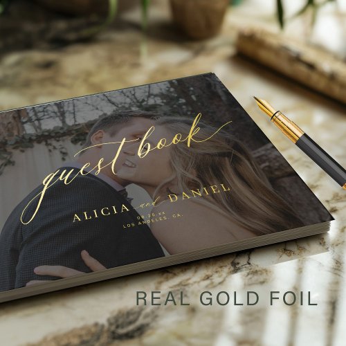 Elegant photo black gold calligraphy wedding