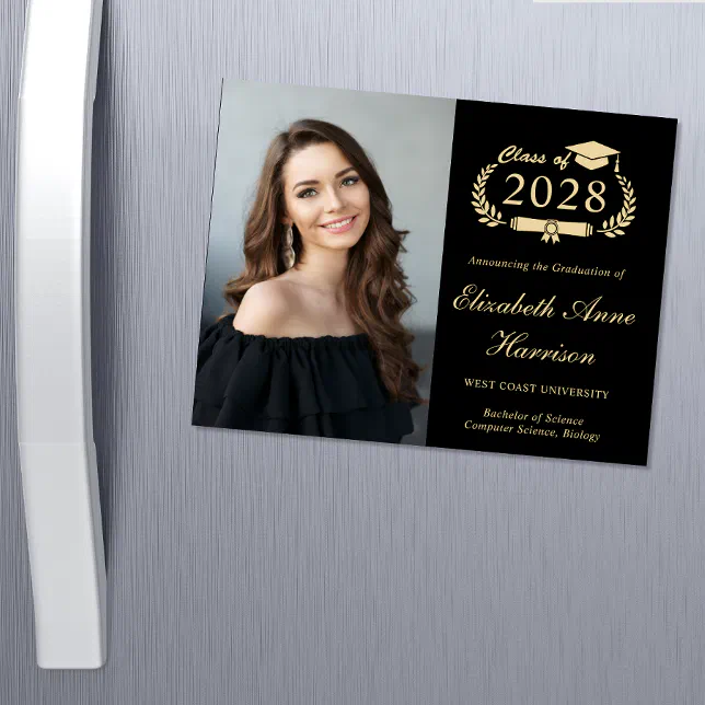Elegant Photo Black Graduation Announcement Zazzle