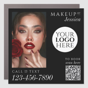 Elegant Photo Black Logo QR Code Makeup  Car Magnet