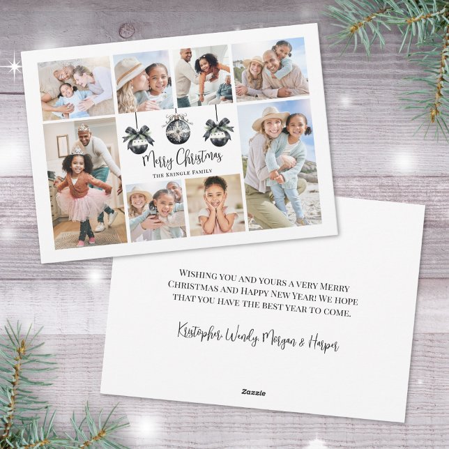 Elegant Photo Black White Christmas Holiday Card (Elegant Photo Collage Black White Christmas Holiday Card )