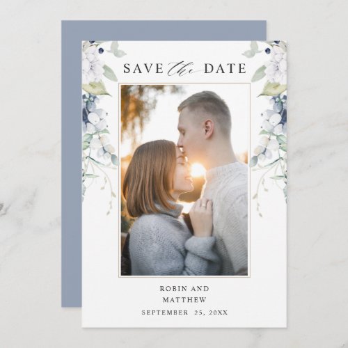  Elegant Photo Blue and White Floral Wedding Save The Date