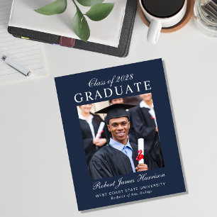 Elegant Photo Blue Budget Graduation Announcement